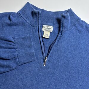 LL Bean Sweater 1/4 quarter Zip Cotton Cashmere Pullover Men's  XXLT‎ Tall Blue